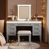 Whisen 44.37” Makeup Vanity Desk, Large Dressing Vanity Table with Tri-Fold Mirror, 5 Drawers, Shelves and 2 Cabinets - 3 of 4