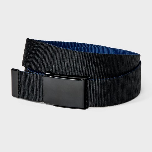 Men's Casual Webbed Two-in-One Reversible Plaque Buckle Belt - Original  Use™ Black S