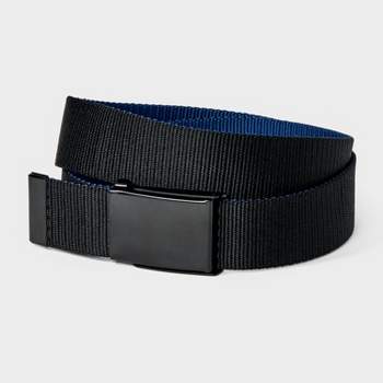 Men's Casual Webbed Two-in-One Reversible Plaque Buckle Belt - Original Use™ Black