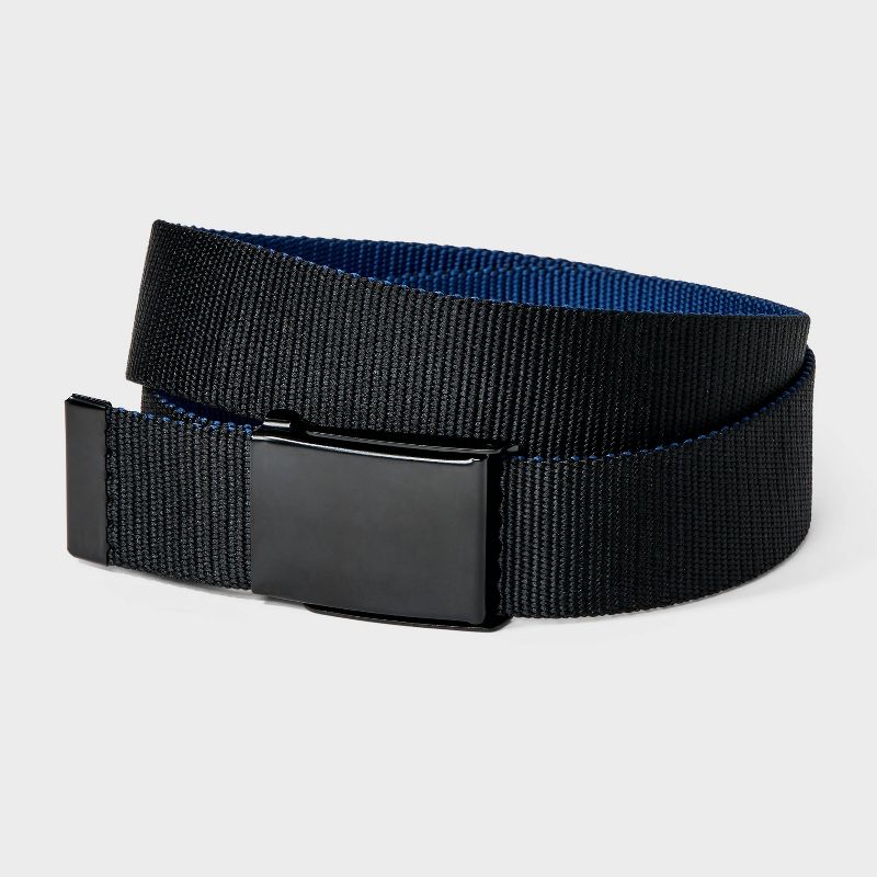 Men&#39;s Casual Webbed Two-in-One Reversible Plaque Buckle Belt - Original Use&#8482; Black, 1 of 5