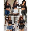 Avidlove Women Mesh Crop Top Long Sleeve See Through Shirt Sheer Blouse O Neck Clubwear - 3 of 4