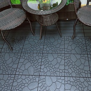 Gulches Stone texture 12" Patio Deck Tiles, DIY Module Interlocking Decking Tiles Floor Tile Outdoor and Indoor,44pcs Dark Gray - 1 of 4