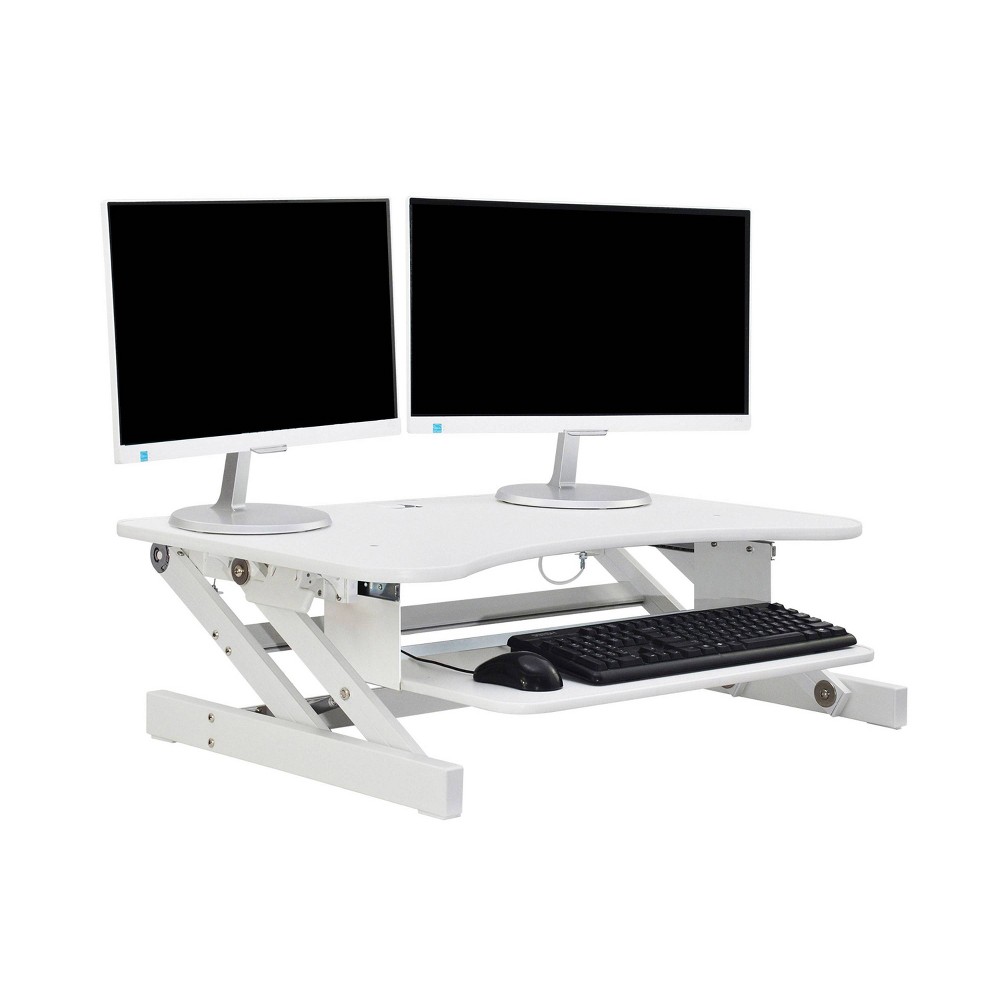 Photos - Office Desk Deluxe Height Adjustable Sit to Stand Desk Computer Riser White - Rocelco: