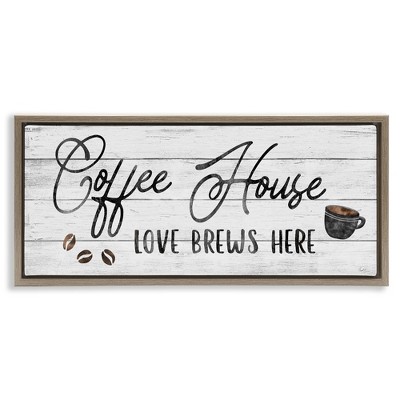 Stupell Industries Coffee House Love Brews Here, 25" x 11"