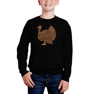 LA Pop Art Thanksgiving - Boy's Word Art Crewneck Sweatshirt - 1 of 3