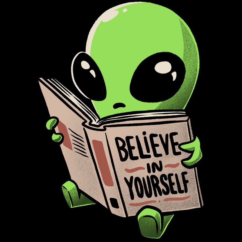 Junior's Design By Humans Believe in Yourself Funny Book Alien By EduEly T-Shirt, 2 of 4