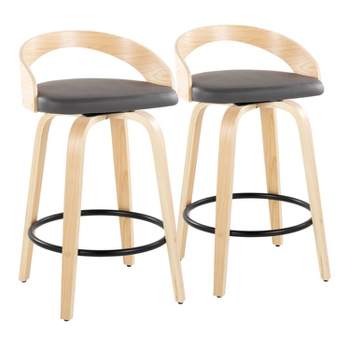 Set of 2 Grotto Counter Height Barstools Natural/Black/Gray - LumiSource