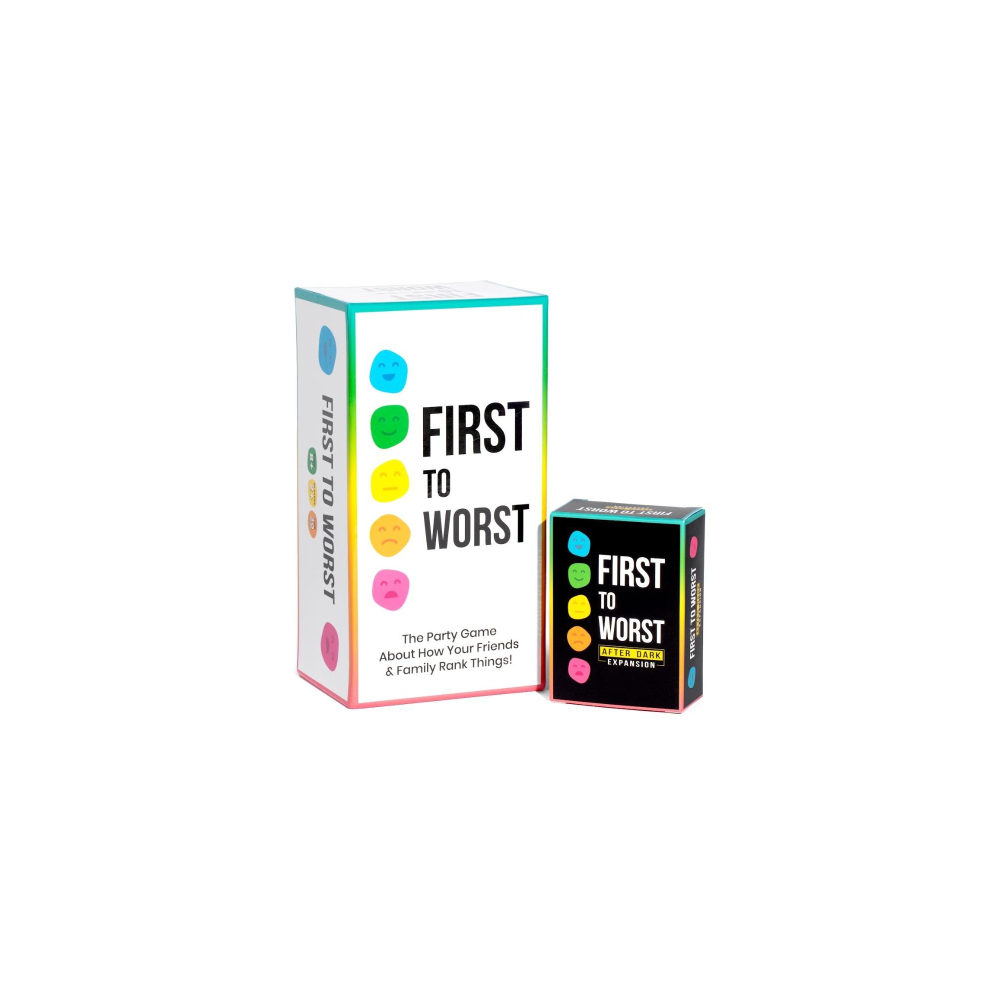FIRST TO WORST Set - Base Game + After Dark Expansion - The Party Game About How Your Friends and Family Rank Things