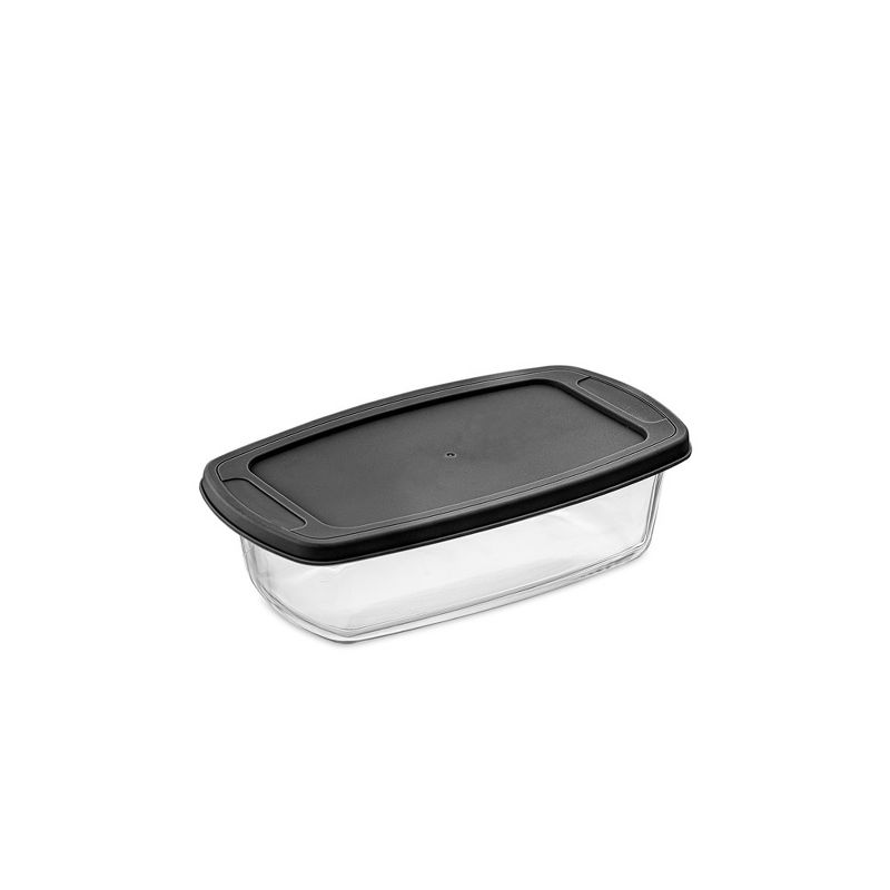 JoyJolt Glass Bakeware Containers for Loaf,  Bread, Cakes Pans Baking Containers with Lids - Set of 3 - Black, 3 of 8