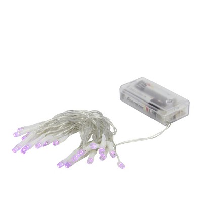 Penn 20 Battery Operated Purple LED Wide Angle Christmas Lights - Clear Wire