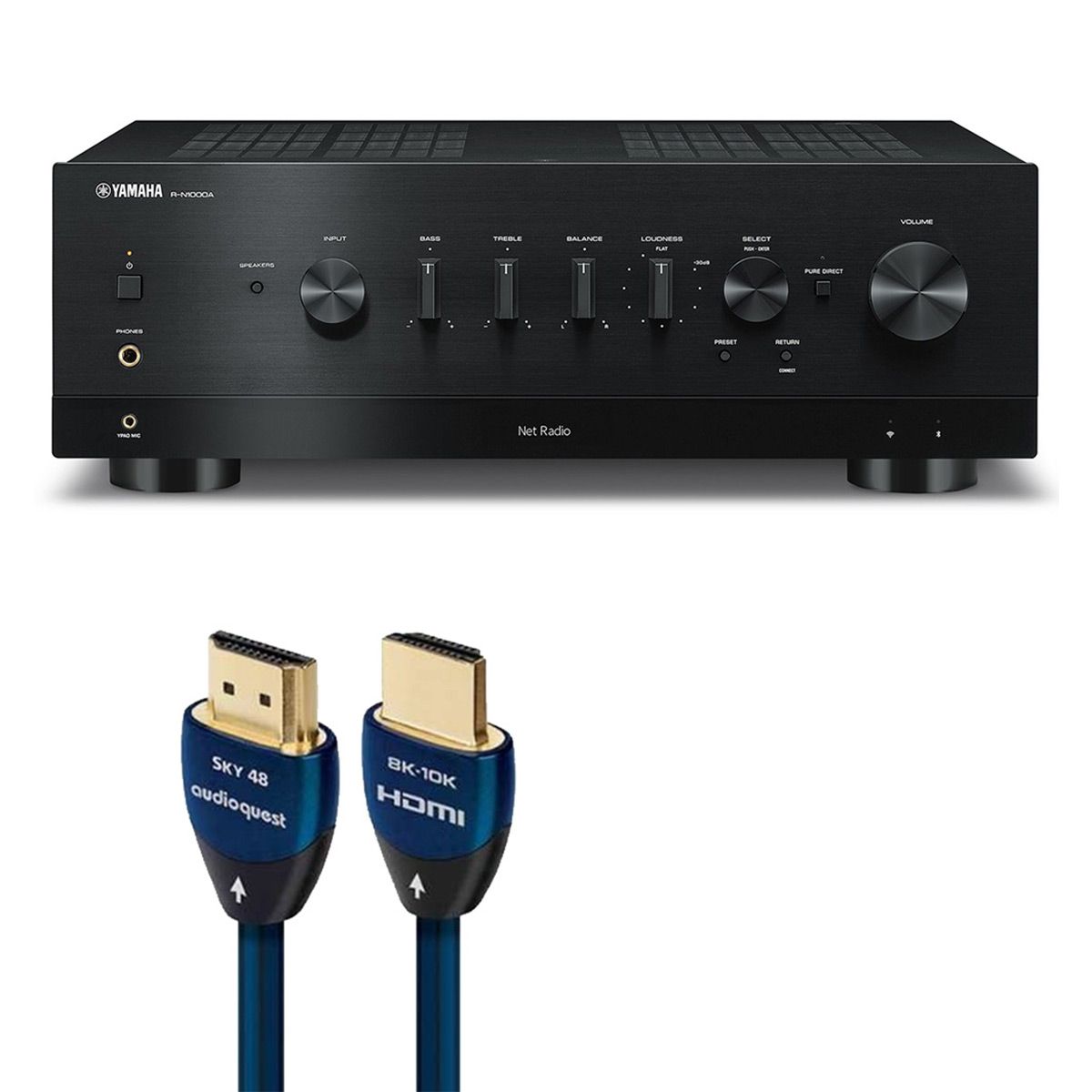 Yamaha R-N1000A Network Receiver Bundle with AudioQuest Sky 3m HDMI