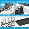 LunaLulinlk Sink Dish Drying Rack, Expandable Small Dish Rack Over Sink with Silicone Drying Tray, Black - 2 of 4
