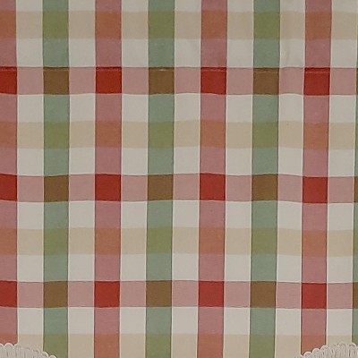 Multi-Color Checkered Cotton 50'' Window Valance with Scalloped Edge