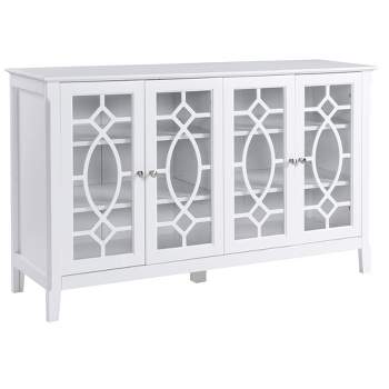 HOMCOM Modern Sideboard with Storage, Console Table, Buffet Cabinet with Glass Doors for Living Room, White