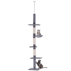 TopComfy Pet Tower Adjustable Height Floor to Ceiling Vertical Cat Tree Dual Tone Design Sturdy Pet Toy for Cats, Gray, 15.75"*13.5"*102.25" - 1 of 4