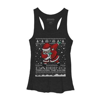 Women's Design By Humans Dabbing Through The Snow Santa Shirt Ugly Christmas Sweater By vomaria Racerback Tank Top