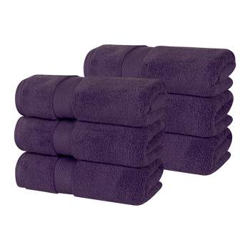 Zero Twist Cotton Solid Chevron Dobby Border Super Soft Hand Towel Set of 6 by Blue Nile Mills