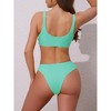 INSPIRE CHIC Women's Lace Up Decoration Push Up Bikini Sets, Wide Strap Top Triangle Bottom Swimwear Bathing Suits 1 Set - 3 of 4