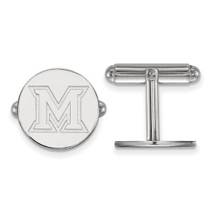 Black Bow Jewelry Sterling Silver Miami Redhawks NCAA Cuff Links - 1 of 3