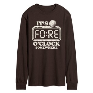 Men's - Instant Message - Golf Fore OClock Somewhere Long Sleeve Graphic T-Shirt - 1 of 3