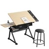 Lyngins Drawing Desk with 2 Drawers,Small Desk with Stool for Home Office,School - 4 of 4