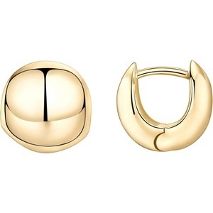 14K Gold Plated Chunky Huggies with 925 Silver Posts | Ultra Thick Small Hoop Earrings for Women - 1 of 4