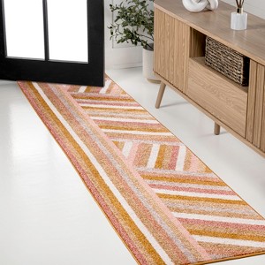 JONATHAN Y Retro Rainbow Contemporary Stripe Multi Area Rug - 1 of 4