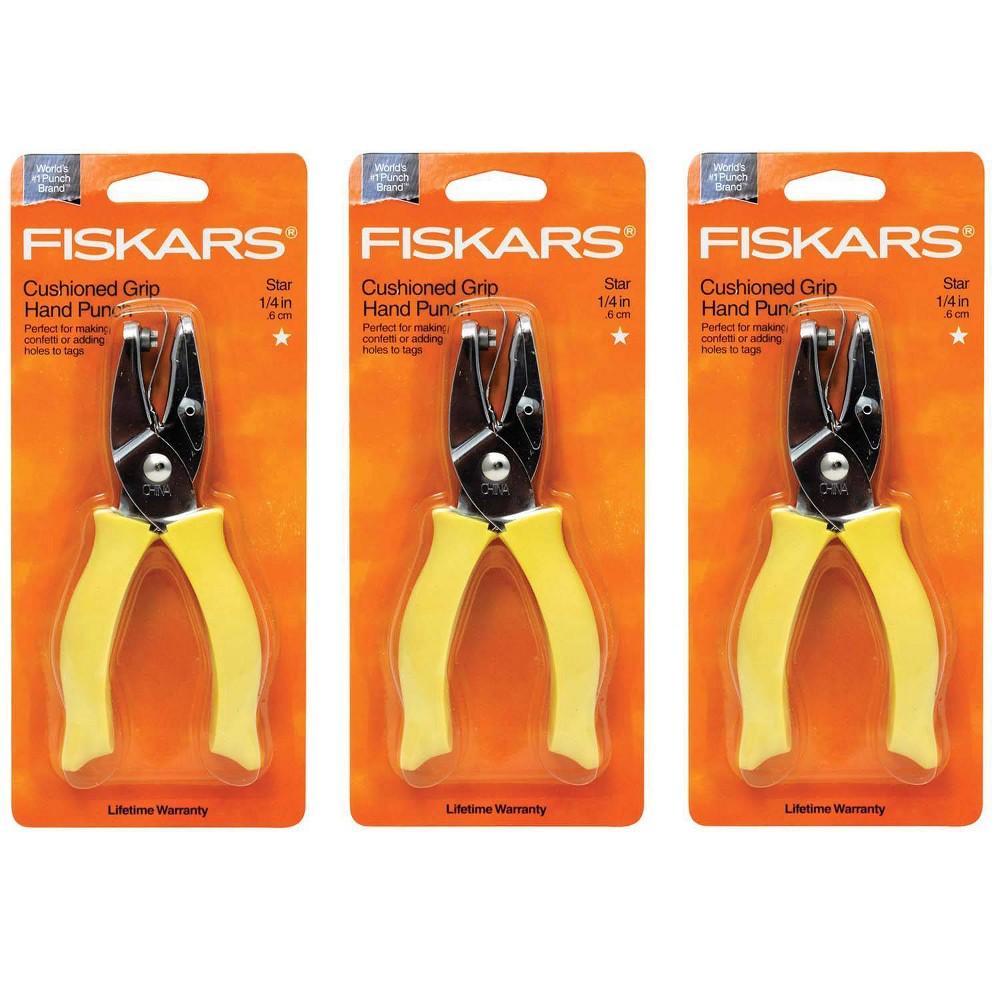 Photos - Desk Organiser Fiskars 3pk Hand Punches - Star: Metal Hole Punch Set, Jet Black, Non-Powered Desk Tools, Art & Stationery Supplies 