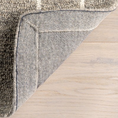 Gray and White Wool Handmade Washable Striped Area Rug