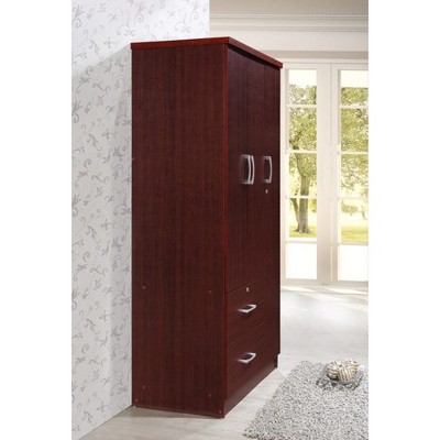 Hodedah Import Contemporary 3 Door Armoire W/ Metal Clothing Rod, 3