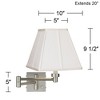 Possini Euro Design Modern Swing Arm Wall Lamp with Cord Cover Brushed Nickel Plug-In Light Fixture Ivory Square Shade for Bedroom - image 3 of 3