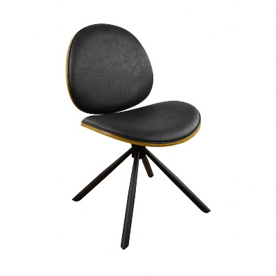 HomeRoots Black Upholstered Faux Leather And Metal Dining Side Chair