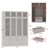 Hitow Modern Gray Armoire Set Frosted Glass Doors Woodgrain Finish Cream Style - 4 of 4