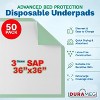 Durameg Chucks Disposable [50-Pads] Underpads 36x36 Incontinence Chux Pads - 8g Super Absorbent Polymer Pee Pads for Babies, Kids, Elderly - image 2 of 4