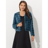 Allegra K Women's Winter Warm Cropped Collarless Faux Fur Fluffy Jacket - 3 of 4