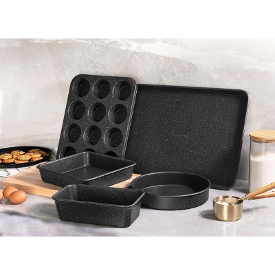 Granite Stone Black 5-Piece Nonstick Aluminum Bakeware Set