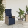 vidaXL Reclining Patio Chairs with Footrest Adjustable Poly Rattan Loungers, Weather-Resistant & UV-Protected, Easy Clean, Navy Cushions - 3 of 4