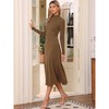 INSPIRE CHIC Women's Turtleneck Casual Basic Long Sleeve Stretch Flowy Ribbed Knit Sweater Maxi Dress Dark Brown X-Small - 4 of 4
