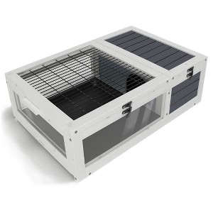 39.5" Wooden Tortoise House, Tortoise Habitat Reptile Cage, Small Animal Breeding Box Amphibians Enclosure Cage With Removable Waterproof Tray - 1 of 4