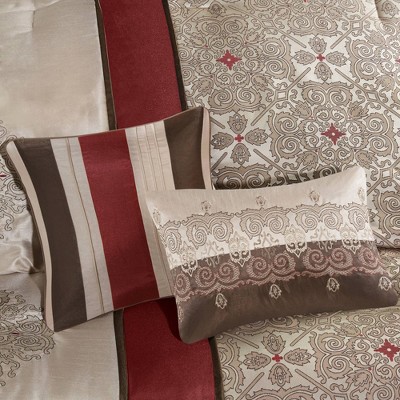 California King Red Jacquard 7-Piece Comforter Set