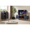 ORRD Modern Geometric TV Stand - 60" Aluminum Frame w/ Glass Doors & 4 Drawers, Adjustable Feet, Dark Blue - 2 of 4