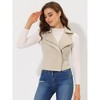 INSPIRE CHIC Women's Faux Suede Casual Sleeveless Biker Vest Jacket - 2 of 4