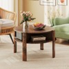 Tangkula 29.5" 2-Tier Round Coffee Table w/ Storage 4 Shelves Faux Wooden Top - 2 of 4