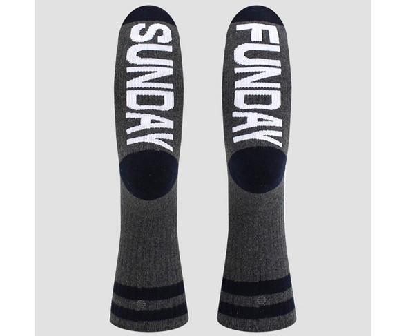 Men's Sock Talk Sunday Fun Crew Socks - Dark Gray 10-13