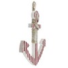 Northlight 16" Red and White Striped Nautical Hanging Anchor with Rope Wall Art - 2 of 3