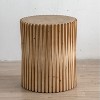 Retro Style Coffee Table with Vertical Texture Relief Design, Portable Side Table - The Pop Home - image 2 of 4