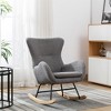 Vynxaria Gary Color Teddy Fabric Rocking Accent Chair with High Backrest and Armrests - 2 of 4