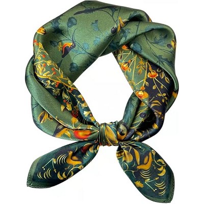 Fisfet 100% Mulberry Silk Square Scarf for Hair-25.6" X25.6'' Women Men Natural Silk Neckerchief Digital Printed Headscarf