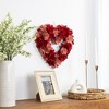 Northlight Wooden Flower Artificial Valentine's Day Wreath - 15" - Red and Pink - 2 of 4