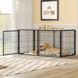 ORRD 63.7" Large Dog Crate with Top Cover, Heavy Duty Indoor Kennel & Playpen for Medium Large Dogs up to 100 lbs, Black - 1 of 4